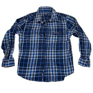 Smiths Workwear Mens Shirt Medium Long Sleeve Blue Plaid Button Up Classic